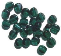 25 12mm Four-Sided Flat Round Emerald Glass Beads